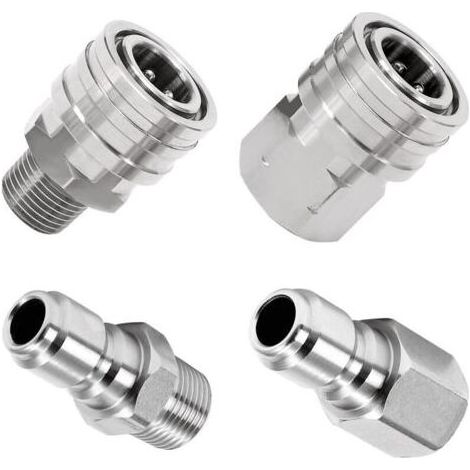 Adaptateur pour nettoyeur haute pression, 2 jeux de raccords à connexion rapide 3/8", raccords pour nettoyeur haute pression en acier inoxydable, kits de déconnexion rapide mâle et femelle (1/5)
