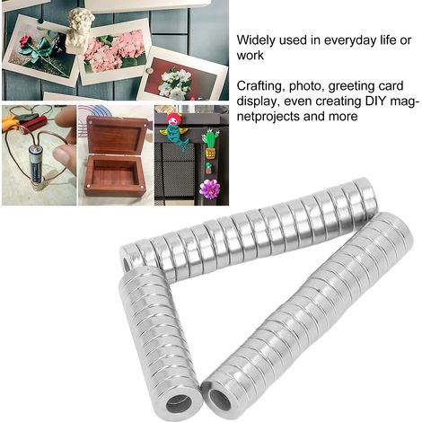 Lot de 50 aimants néodyme ronds résistants M4 trou 4mm, puissants pour atelier, kit de fixation (1/5)