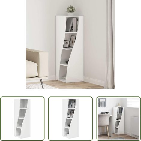 Rangement - Meuble d'angle Blanc brillant 32x32x102cm Bois d'ingénierie (1/5)