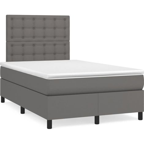 Sommier à lattes de lit matelas LED gris 120x190 similicuir (1/5)