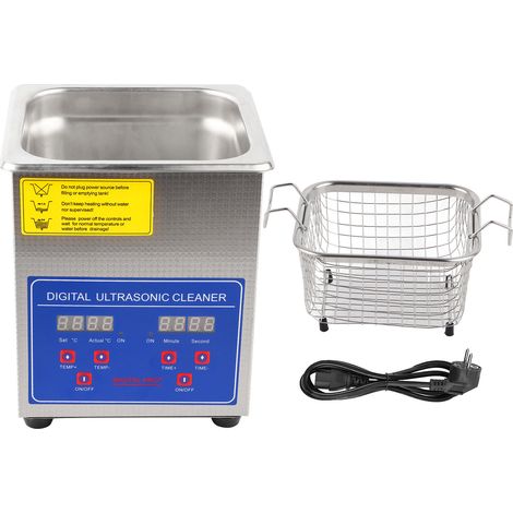 Nettoyeur ultrasonique numérique 2L en acier inoxydable MH-010S, bain à ultrasons avec chauffage et minuterie, prise UE 220V (1/5)