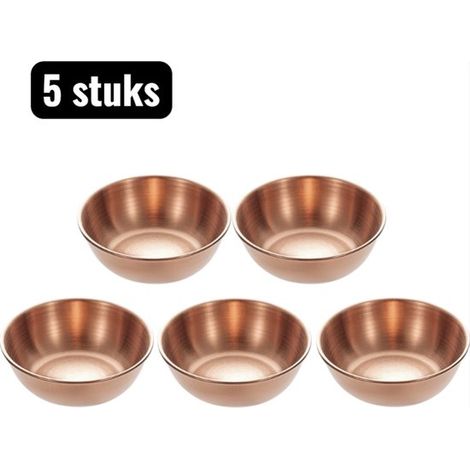 5 piezas, Cuencos redondos de acero inoxidable para salsas, Cuencos pequeños de acero inoxidable para salsas y especias para fondue, Oro rosa (1/5)