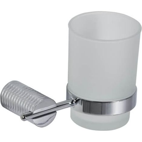 Showerdrape Vitality Chrome Stainless Steel & Frosted Glass Wall Mounted Toothbrush Holder (1/2)