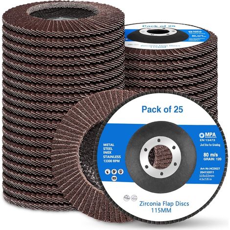 25 Pack Disques à lamelles 115mm, Grain 40-240 Disque de ponçage (1/5)