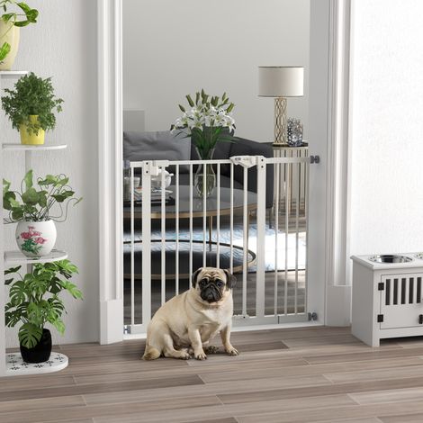 Barrière de sécurité animaux porte fermeture automatique système de double verrouillage sans perçage 1 extension blanc (1/5)