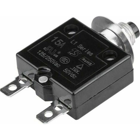 Disjoncteur à bouton-poussoir 15A 50Vdc Moteur de protection contre les coupures thermiques à réinitialisation manuelle,HANBING (1/5)