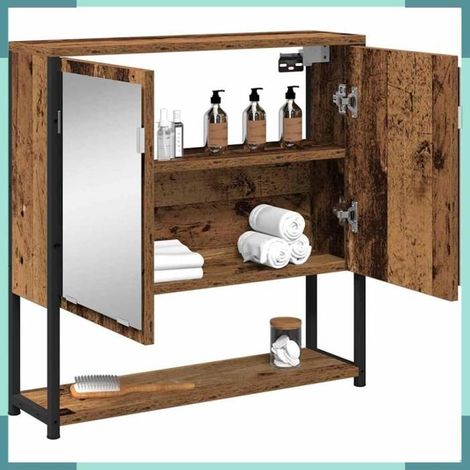862223 Armoire Miroir Bois ancien 60 x 16 x 60 cm Bois d'ingénierie (1/5)