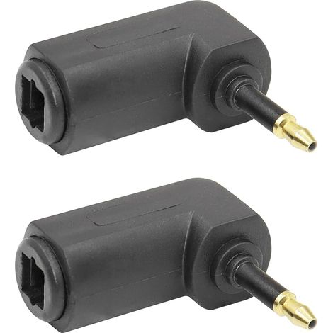 Lot de 2 mini adaptateurs audio optiques 90 degrés plaqué or 24 carats vers jack 3,5 mm Mini Toslink numérique optique S/PDIF (1/5)