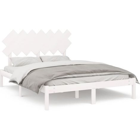 Maison Exclusive - Cadre de lit sans matelas blanc 140x190 cm bois massif (1/5)