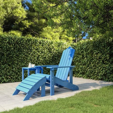 Chaise de jardin et de camping, Chaise de relaxation, Adirondack avec repose-pied PEHD Bleu marine OIB3200E (1/5)