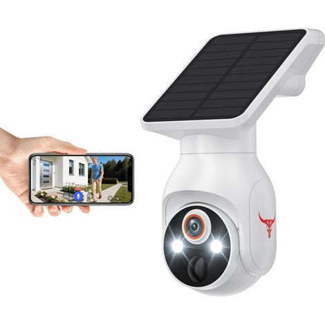 Caméra de sécurité WiFi 1080p avec panneau solaire, alimentée par batterie, panoramique et inclinaison, détection de mouvement IA, vision nocturne, communication bidirectionnelle, IP65