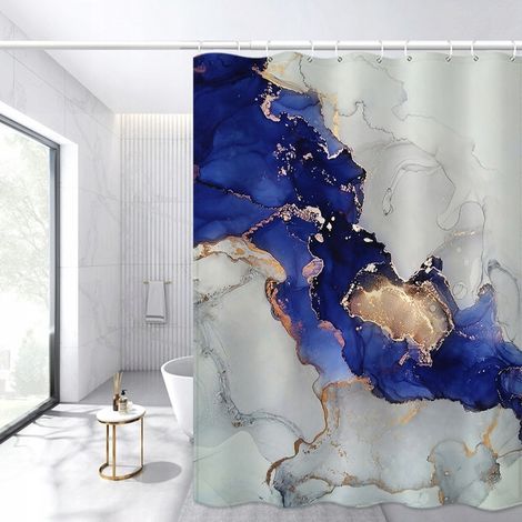 Duschvorhang, digital bedrucktes Polyester, Marmoroptik, 180 x 200 cm