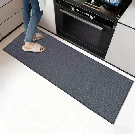 Tapis de Cuisine Antidérapant en Caoutchouc, Tapis Antifatigue Lavable Devant Évier - Imperméable et Résistant à l'huile pour Salle de Bain, Buanderie, Couloir (Gris, 43.5x180) (1/5)