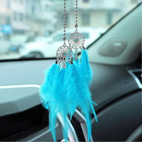 Attrape-rêves Miroir Pendentif de Voiture Accessoire Intérieur Plume Porte-Bonheur Décoration (1/5)
