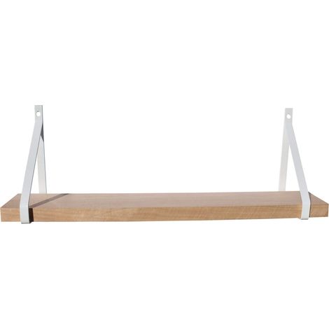 Quincadeco – Étagère murale en peuplier massif 60 x 10 cm – Supports métal blanc – Charge max 15 kg – Fabrication française