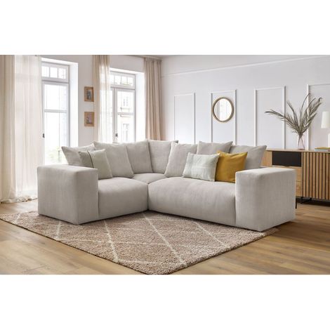 BOBOCHIC - Canapé d'angle fixe modulable VOLTAIRE avec 1 chauffeuse 2 places, 1 angle et 1 chauffeuse 1 place Angle gauche Beige (1/5)