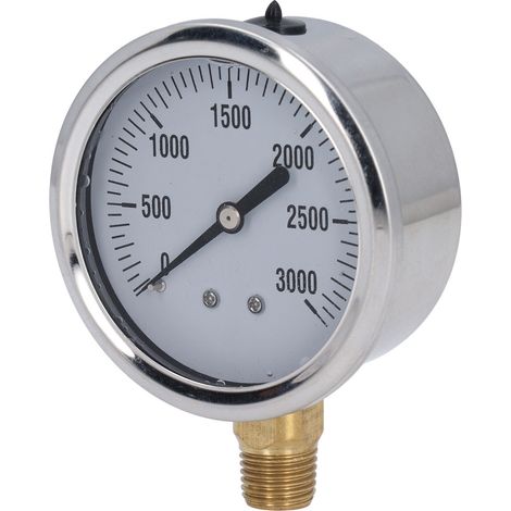 Manomètre à bain d'huile, filetage NPT 1/4 po, cadran de 2,5 po, acier inoxydable, pour air, eau et huile.‑3000 PSI (1/5)