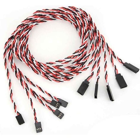5pcs Câble extension servo 100cm 60 cores noir rouge blanc pour drone FPV RC (1/5)