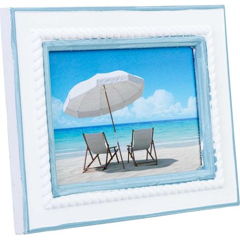 Porta fotos de madera 12x19 azul 19x2x24h cm