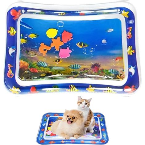 Tapis d'eau sensoriel pour chat, jouet aquatique interactif, matelas d'activités rafraîchissant été, tapis de jeu à eau pour chaton et chien, surface ludique stimulante, idéal divertissement canin et (1/5)