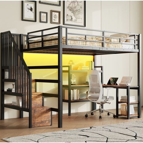 cama cama doble con escritorio y almacenaje OKMYHOME (1/3)