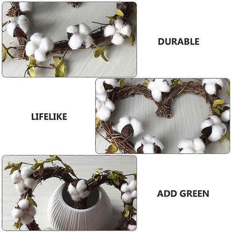 Couronne de cœur en coton artificiel pour décoration, 1 guirlande blanche suspendue (1/5)