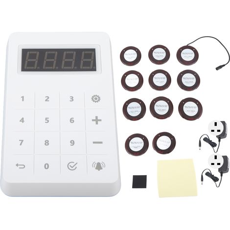Système de Pagers Sans Fil pour Restaurant, 10 Pagers Ronds, Alimentation Large 100‑240V, Prise UK (1/5)