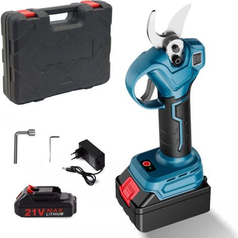 Sécateur Électrique Sans fil, 35mm Brushless 21V Secateur Electrique, Sécateur électrique avec Écran avec 2 Batteries pour la taille, le jardinage, les arbres fruitiers et le vignoble (1/4)