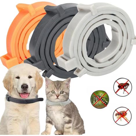 Collier Anti-puces pour Chiens,3pcs Collier Anti Puces pour Chat,Réglable Collier Antiparasitaire Chien,Collier Anti Puces Naturel,Protection Collier Anti Puces (Noir + Gris + Jaune, L) (1/5)