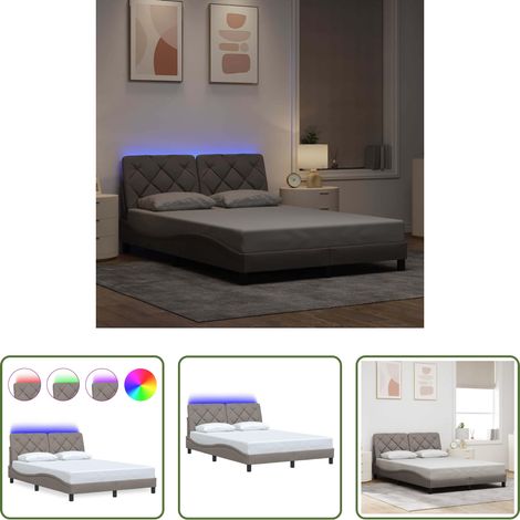 LED-Leuchten - Bettgestell mit LED ohne Matratze Taupe 120x200 cm Stoff (1/5)