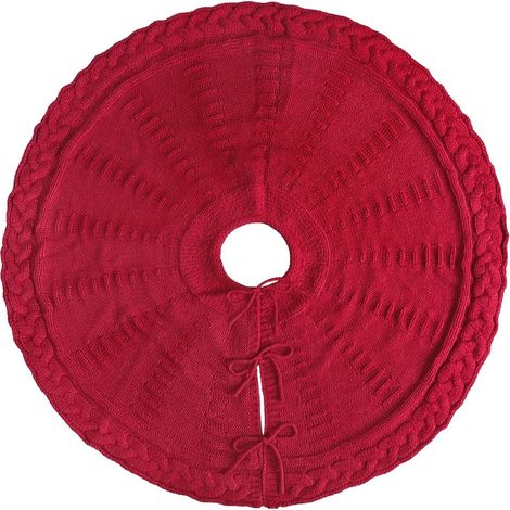 Chemise sapin de Noël 62 cm, chemise sapin de Noël à pois rouges, couvre-pieds de sapin de Noël, chemise tapis de décorations de Noël pour la fête du Nouvel An (rouge) (1/5)