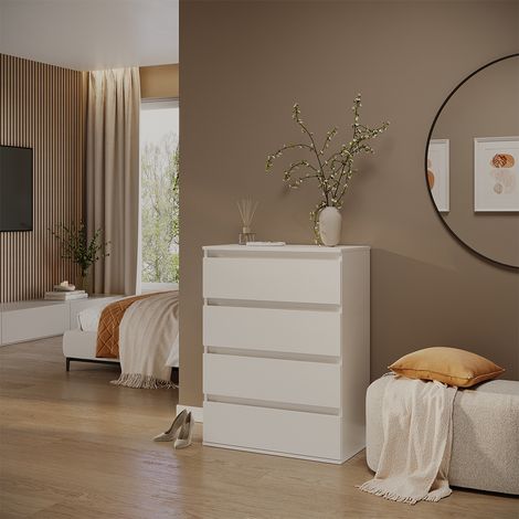 Kommode Claus, Weiß, 74 x 99.6 cm mit 4 Schubladen, Vicco