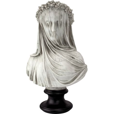 Design Toscano NG31524 Busto Scultoreo Fanciulla Velato, Bianco, 15x23x35.5 cm (1/4)