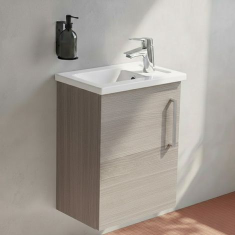 Vitra Root Flat Compact Wall Hung 1-Door LH Vanity Unit with Basin 450mm Wide - Cordoba (1/4)