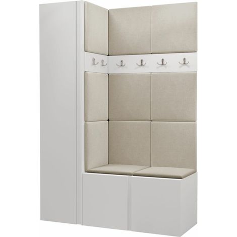 Conjunto para recibidor Pinis IX, Manila 02, 186x124x46cm, Tapiz, Aglomerado laminado, Colocada, Montada en la pared