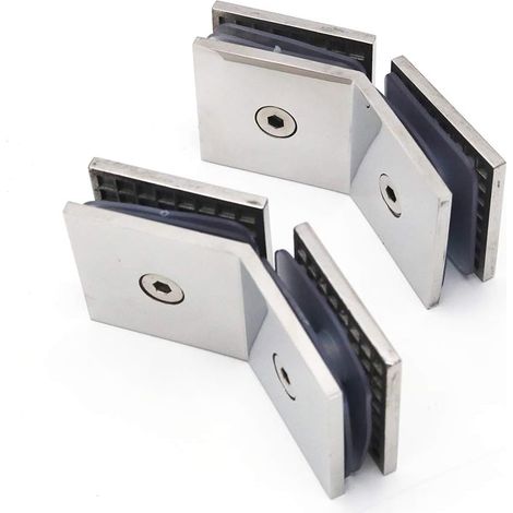Set di 2 cerniere e clip per vetro per box doccia in acciaio inox, adatte a vetri di spessore compreso tra 6 e 12 mm. (1/5)