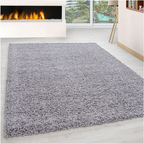 Tapis uni shaggy rectangle Aimee Gris clair 100x200 (1/5)
