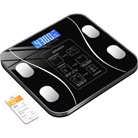 Pèse-personne numérique de salle de bain pour le poids corporel, pèse-personne intelligent Bluetooth, pèse-personne numérique professionnel de haute précision avec calcul de l'IMC (piles non incluses) (1/5)