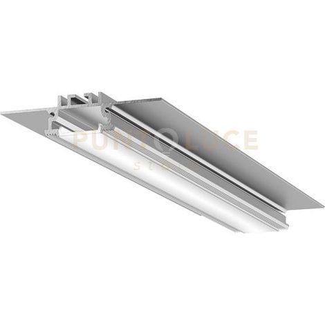 LIVERPOOL FG- SISTEMA MODULARE SEZIONABILE AD INACASSO E SCOMPARSA PIU DIFFUSORE TRASPARENTE COLORE ARGENTO OSSIDATO MT 2