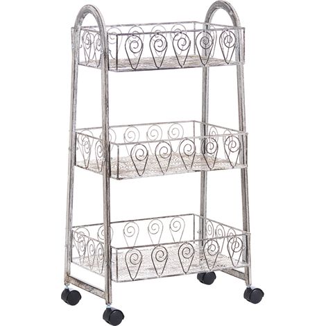 Estantería de metal para baño carrito con ruedas de 3 niveles beige claro Valparaiso