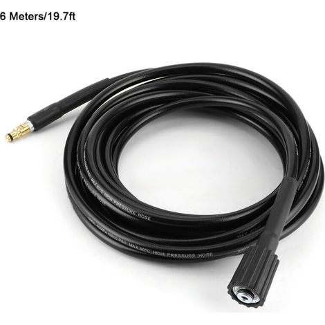 Tuyau de lavage automatique 40MPa/5800PSI, tuyau en caoutchouc de nettoyage d'eau à haute pression adapté pour Karcher K2 K3 K4 K56 mètres/19,7 pieds (1/5)