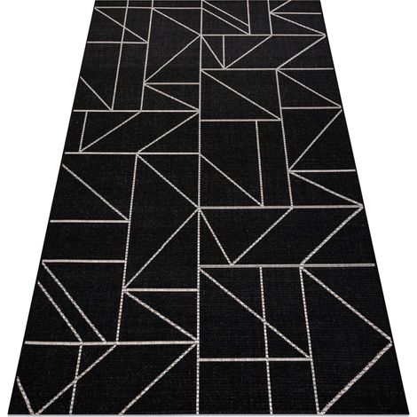 TAPIS EN CORDE SIZAL FLOORLUX 20605 noir / argentin TRIANGLES, GÉOMÉTRIQUE black 140x200 cm