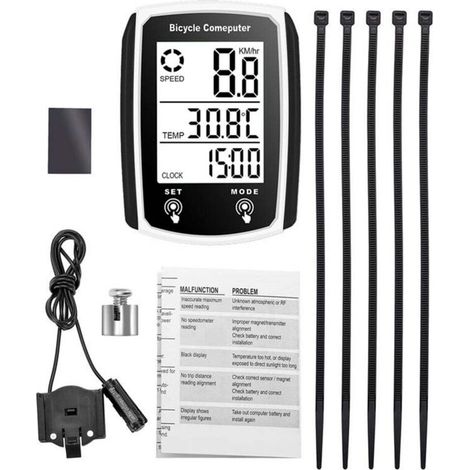 Compteur de vitesse filaire étanche pour vélo, ordinateur de bord LCD avec compteur kilométrique (en anglais)