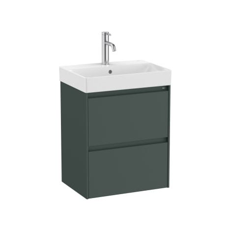 MUEBLE LAVABO BLANCO 500X360 ONA COMPACT 2 CAJONES LED VERDE MATE