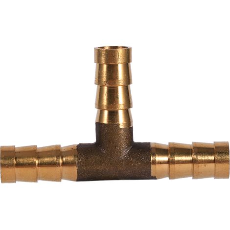 Raccord en laiton en T 3 voies pour tuyau d'air comprimé, gaz et huile, diamètre 8 mm, connecteur de flexible carburant (1/5)