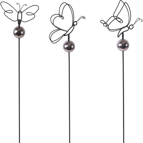 TrendLine Gartenstecker Schmetterling Metall 115 x 20 cm 3-fach sortiert Gartenstecker