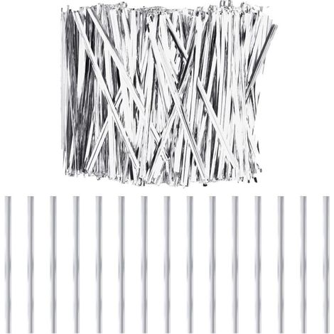 Attaches torsadées en papier blanc, attaches réutilisables pour sacs, attaches torsadées en papier, bonbons B (1/5)