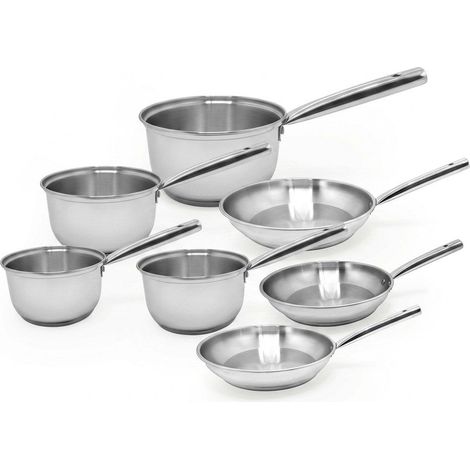 Lot de 4 casseroles 16/18/20/22 cm et 3 poêles 20/24/28 cm en inox Fackelmann Rhona (1/5)