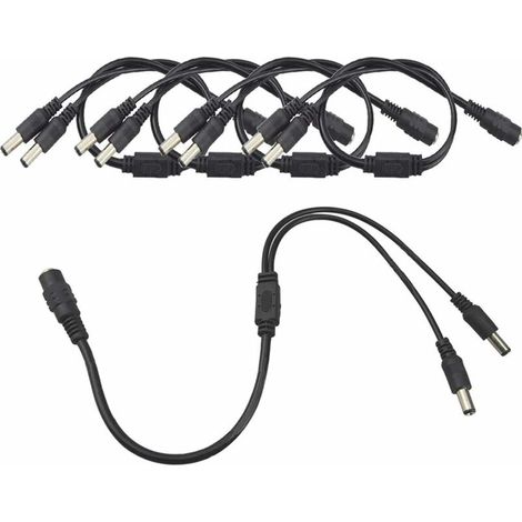 5Pcs Premium DC Power Splitter Cable, 1 Femelle à 2 Male CCTV Diviseur Cable, 5.5 X 2.1mm DC Alimentation Répartiteur Cable (1/5)
