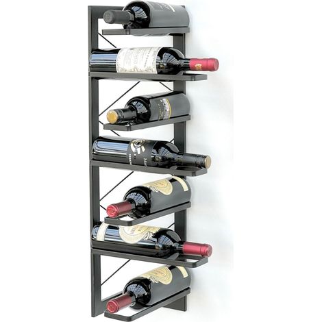 DanDiBo Casier à vin Métal Noir Coin Mural 70 cm Étagère d'angle Étagère à bouteilles 96292 Porte-bouteilles Montage mural Moderne Support mural Étagère murale pour 7 bouteilles (1/5)